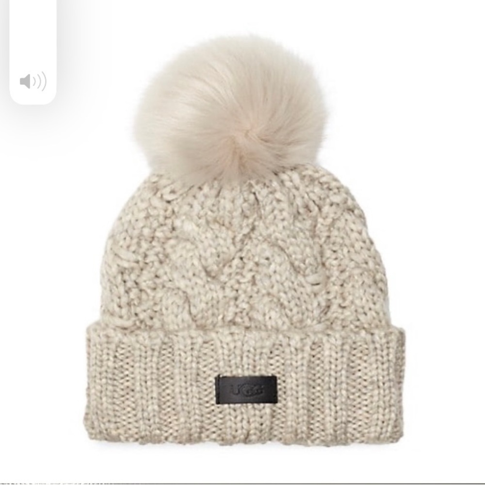 Ugg Fully Fleece Lined Winter Hat with Pom Pom One Size Fits Most.